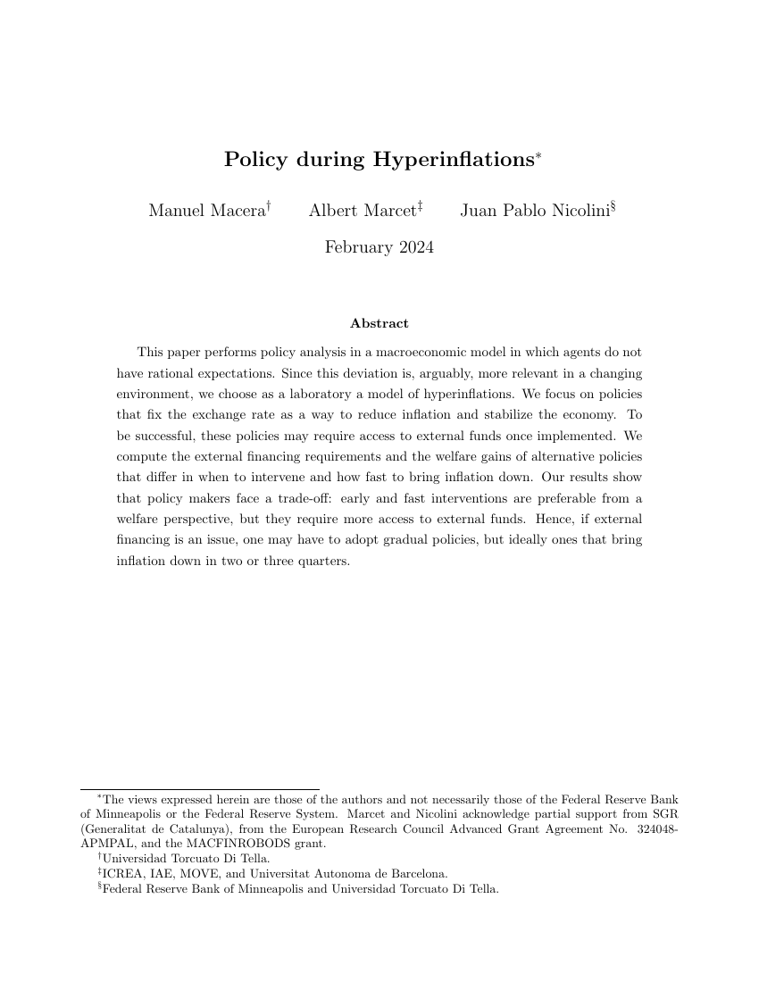 First page of Policy during Hyperinflations